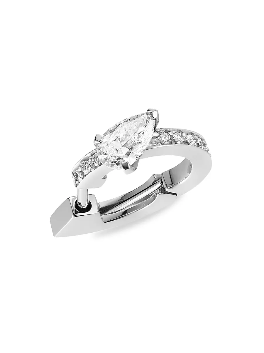 Repossi Women's Harvest 18K White Gold & Diamond Single Hoop Earring - White Gold | Image 1 Repossi Women's Harvest 18K White Gold & Diamond Single Hoop Earring - White Gold | Image 1