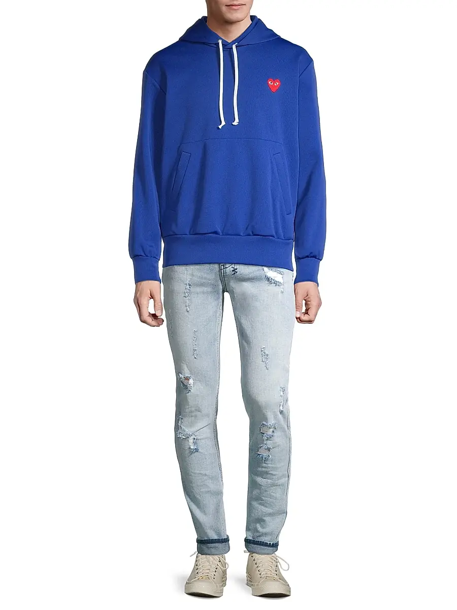 Comme des Garçons PLAY Men Red Heart Pullover Hoodie Sweatshirt | Thumbnail 2