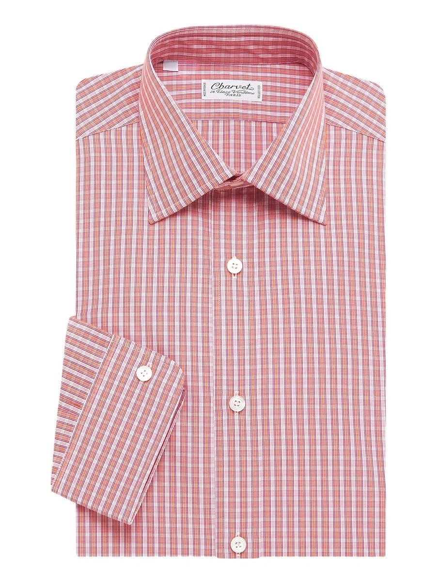 Charvet Men's Small Windowpane Plaid Tonal Silk Dress Shirt