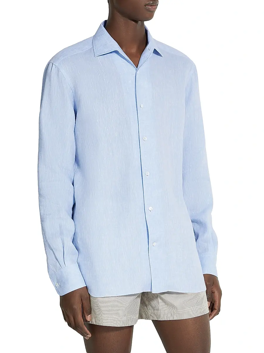 Zegna Men's Linen Shirt | Thumbnail 2