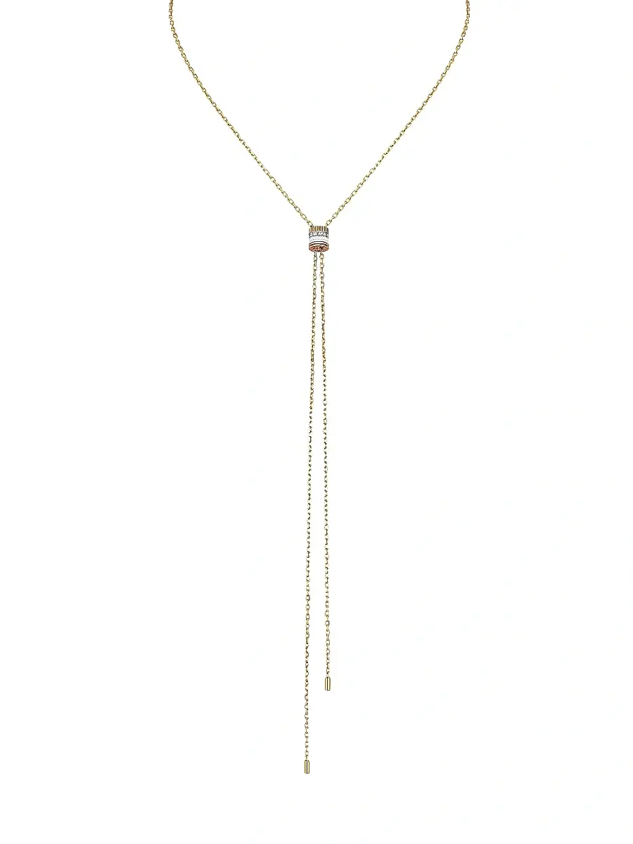 Boucheron Women's Quatre Classique White Edition 18K Tri-Tone Gold, White Ceramic & Diamond Pendant Mini Bolo Necklace - Gold | Image 1 Boucheron Women's Quatre Classique White Edition 18K Tri-Tone Gold, White Ceramic & Diamond Pendant Mini Bolo Necklace - Gold | Image 1