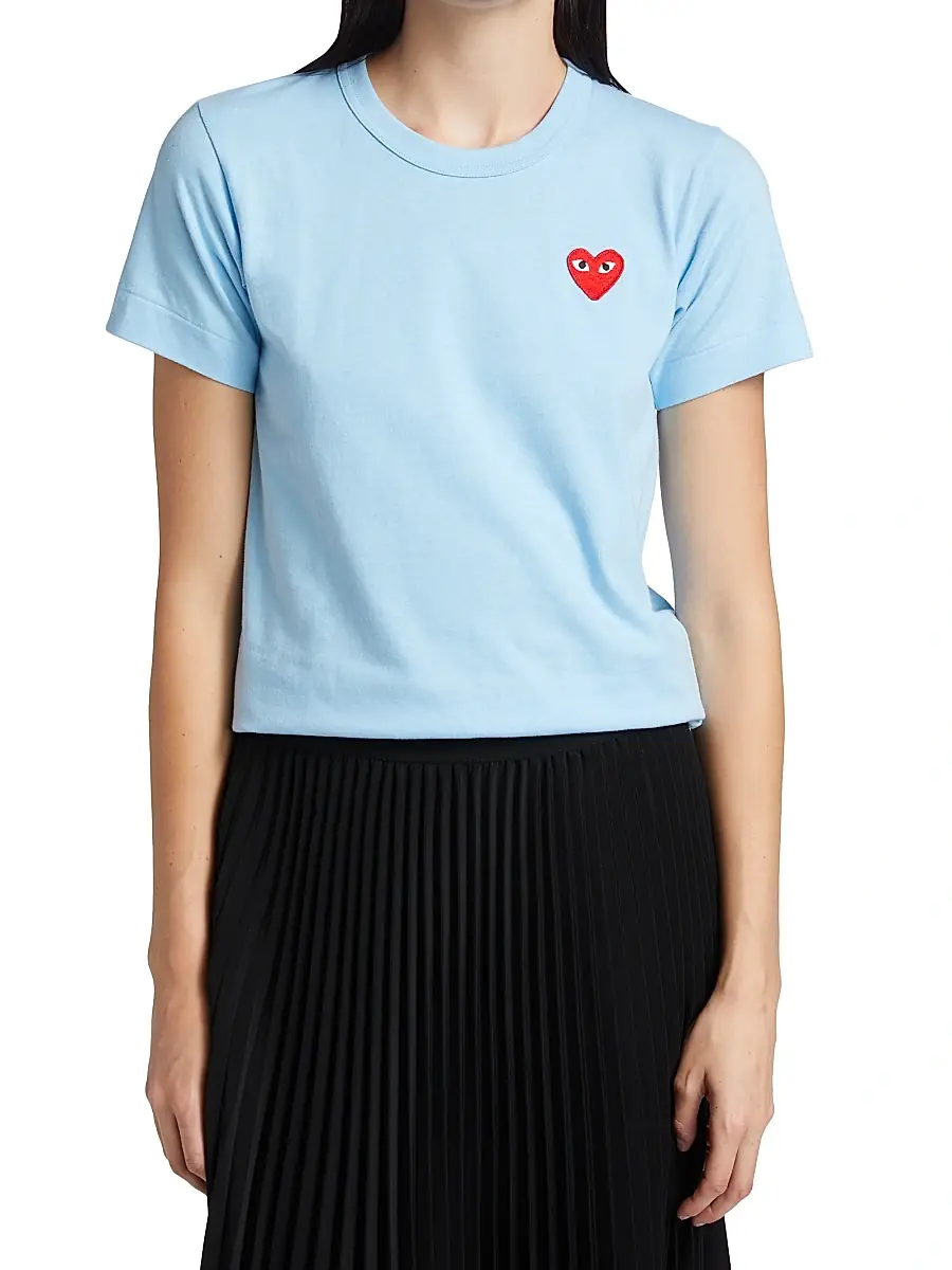 Comme des Garçons PLAY Women's Heart Cotton T-Shirt - Blue | Thumbnail 3 Comme des Garçons PLAY Women's Heart Cotton T-Shirt - Blue | Thumbnail 3
