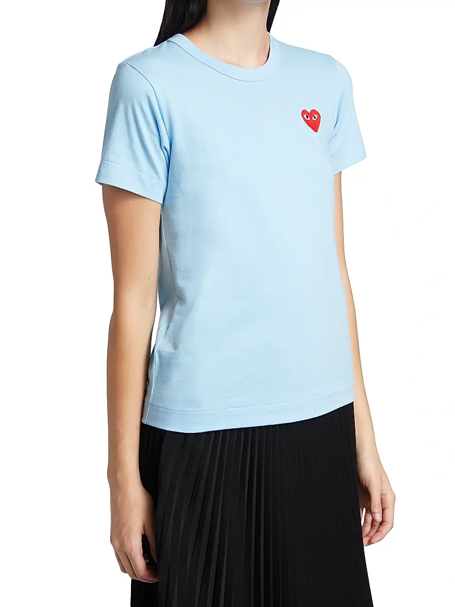 Comme des Garçons PLAY Women's Heart Cotton T-Shirt - Blue | Thumbnail 4 Comme des Garçons PLAY Women's Heart Cotton T-Shirt - Blue | Thumbnail 4