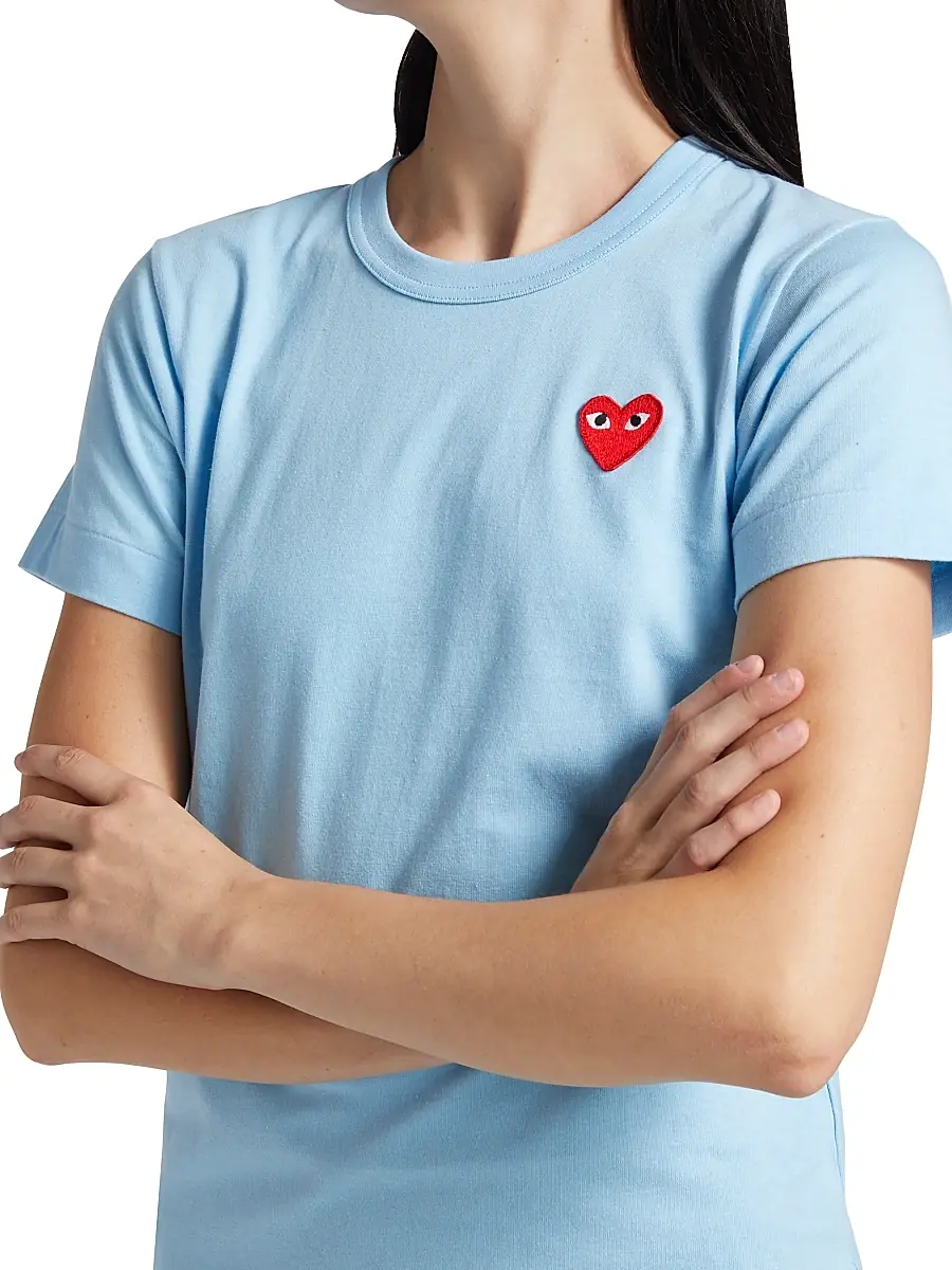 Comme des Garçons PLAY Women's Heart Cotton T-Shirt - Blue | Thumbnail 6 Comme des Garçons PLAY Women's Heart Cotton T-Shirt - Blue | Thumbnail 6