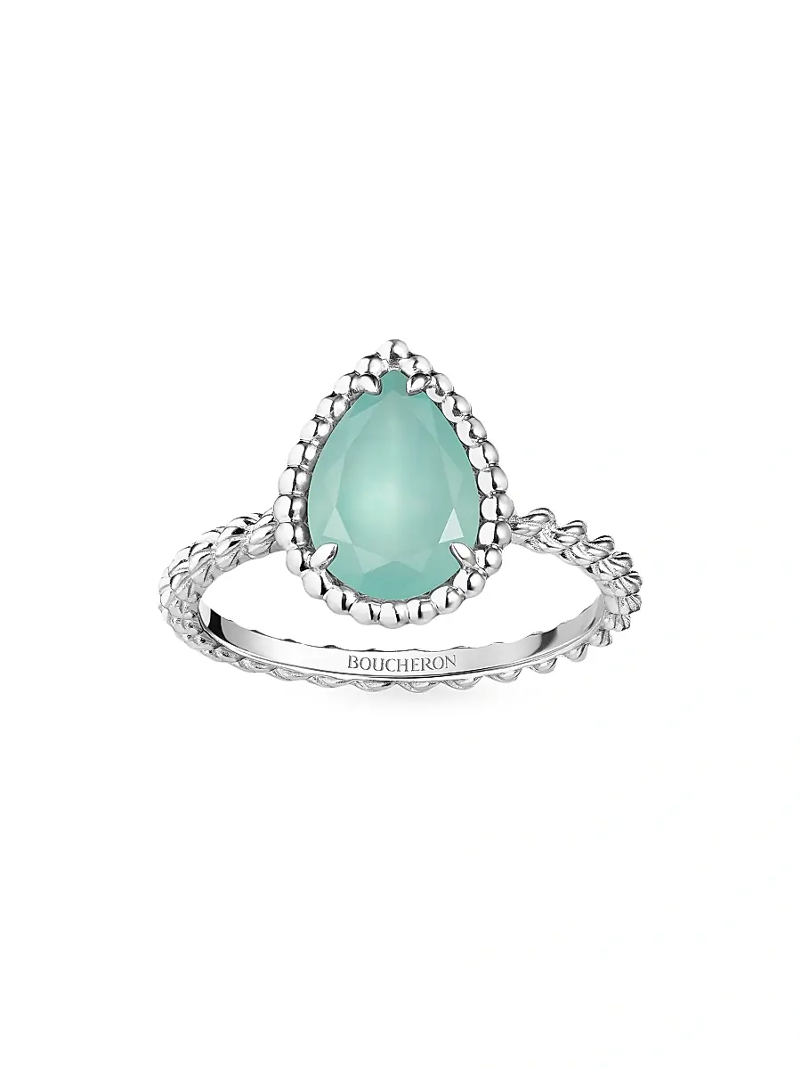 Boucheron Women's Serpent Bohème 18K White Gold & Aquaprase Small Ring