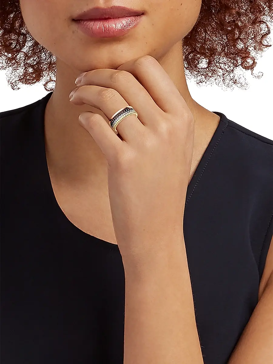 Boucheron Women's Unisex Quatre Classique Tri-Tone 18K Gold, 0.25 TCW Diamond & PVD Ring - Gold | Thumbnail 2 Boucheron Women's Unisex Quatre Classique Tri-Tone 18K Gold, 0.25 TCW Diamond & PVD Ring - Gold | Thumbnail 2