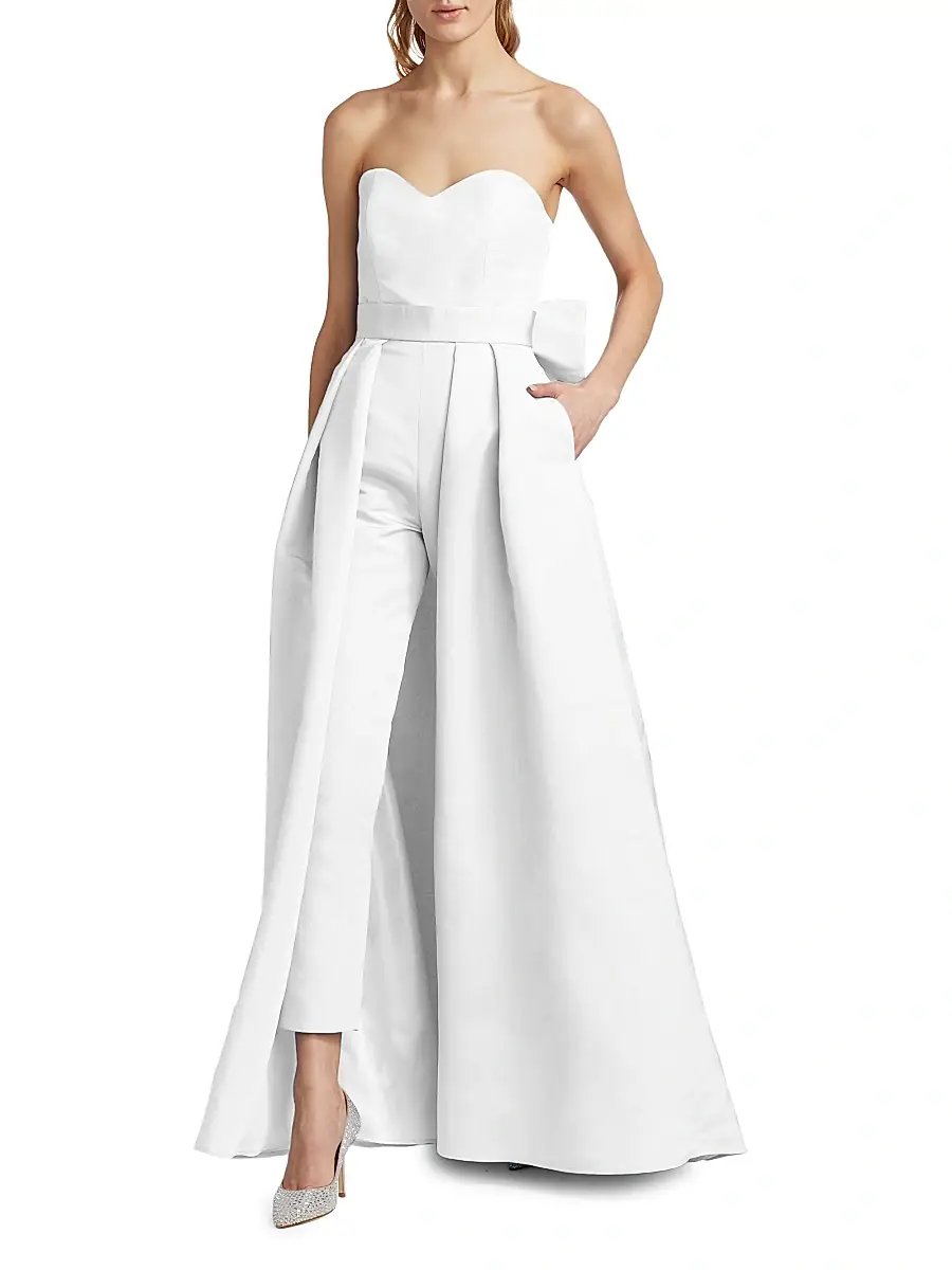 Alexia María Women's Convertible Bow-Embellished Silk Faille Jumpsuit | Thumbnail 2 Alexia María Women's Convertible Bow-Embellished Silk Faille Jumpsuit | Thumbnail 2