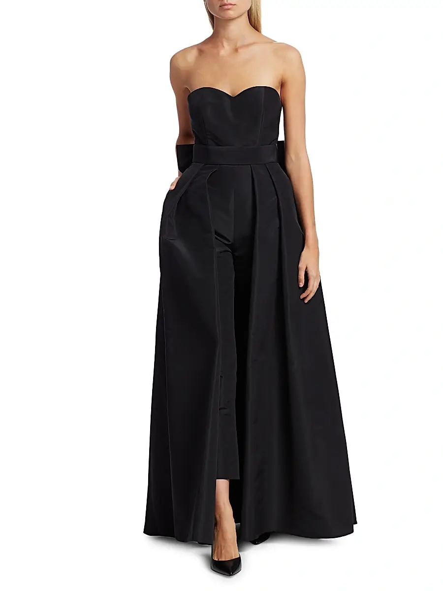 Alexia María Women's Convertible Bow-Embellished Silk Faille Jumpsuit | Thumbnail 11 Alexia María Women's Convertible Bow-Embellished Silk Faille Jumpsuit | Thumbnail 11