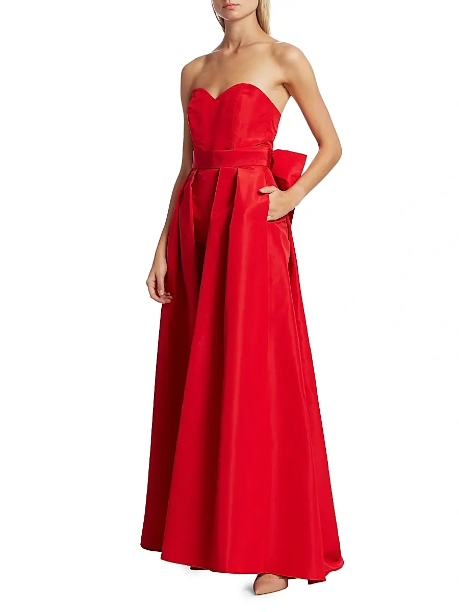Alexia María Women's Convertible Bow-Embellished Silk Faille Jumpsuit | Thumbnail 13 Alexia María Women's Convertible Bow-Embellished Silk Faille Jumpsuit | Thumbnail 13
