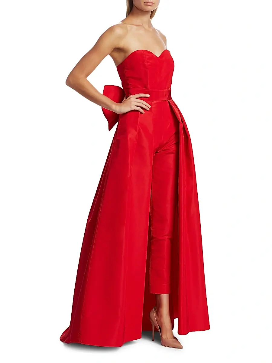 Alexia María Women's Convertible Bow-Embellished Silk Faille Jumpsuit | Thumbnail 14 Alexia María Women's Convertible Bow-Embellished Silk Faille Jumpsuit | Thumbnail 14