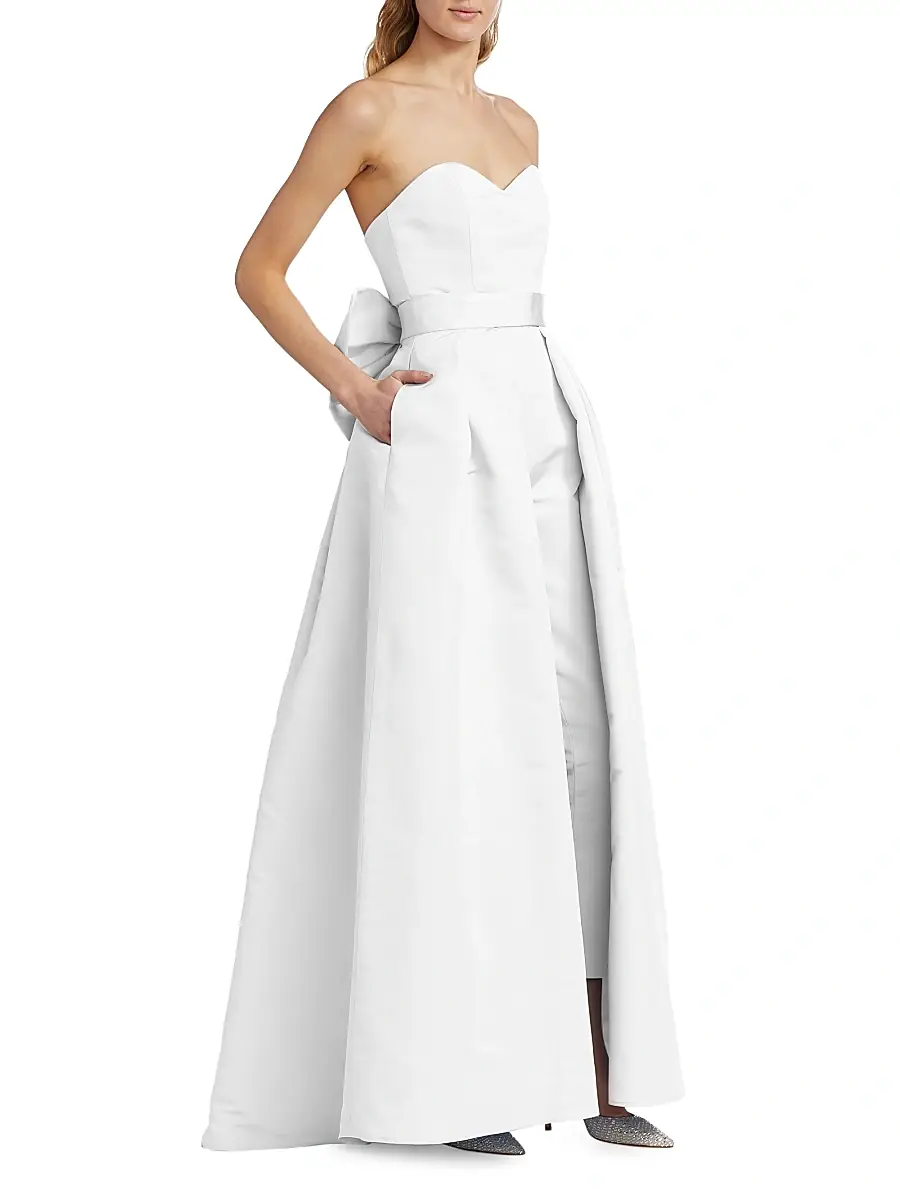 Alexia María Women's Convertible Bow-Embellished Silk Faille Jumpsuit | Thumbnail 4 Alexia María Women's Convertible Bow-Embellished Silk Faille Jumpsuit | Thumbnail 4