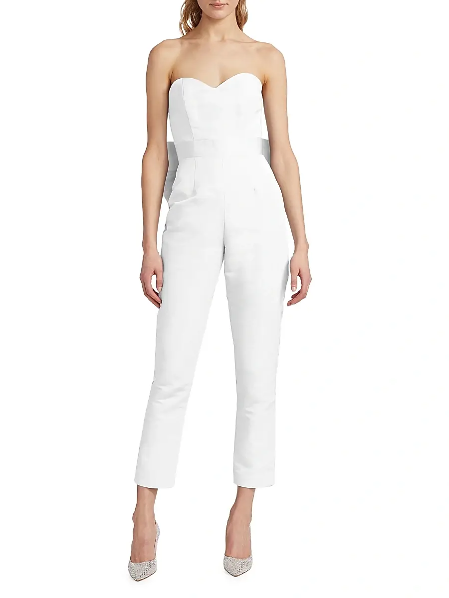 Alexia María Women's Convertible Bow-Embellished Silk Faille Jumpsuit | Thumbnail 6 Alexia María Women's Convertible Bow-Embellished Silk Faille Jumpsuit | Thumbnail 6