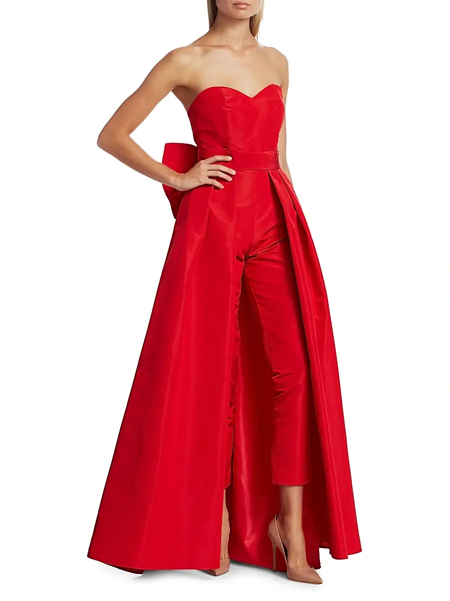 Alexia María Women's Convertible Bow-Embellished Silk Faille Jumpsuit | Thumbnail 10 Alexia María Women's Convertible Bow-Embellished Silk Faille Jumpsuit | Thumbnail 10