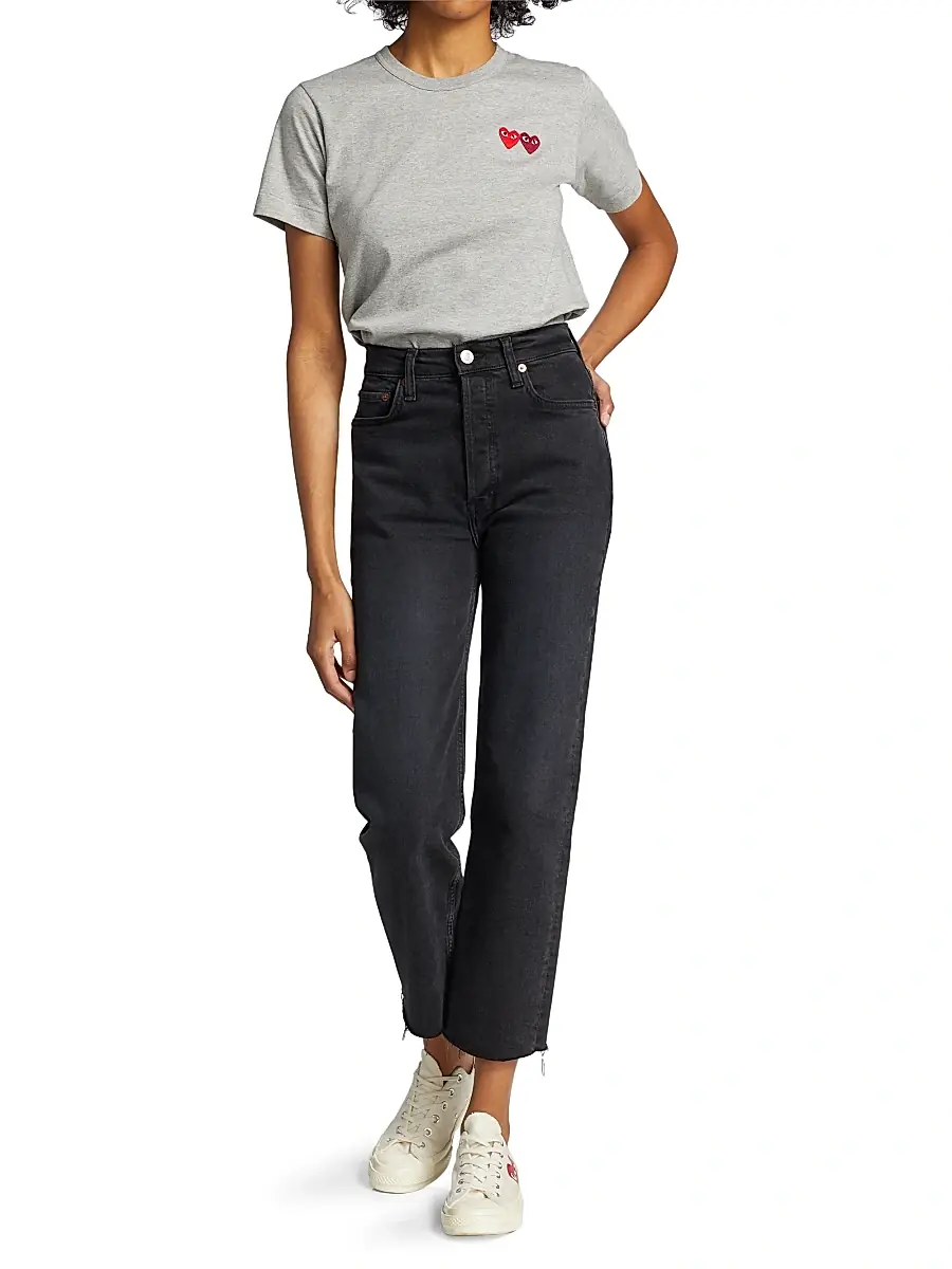 Comme des Garçons PLAY Women's Double Heart T-Shirt - Navy | Thumbnail 2