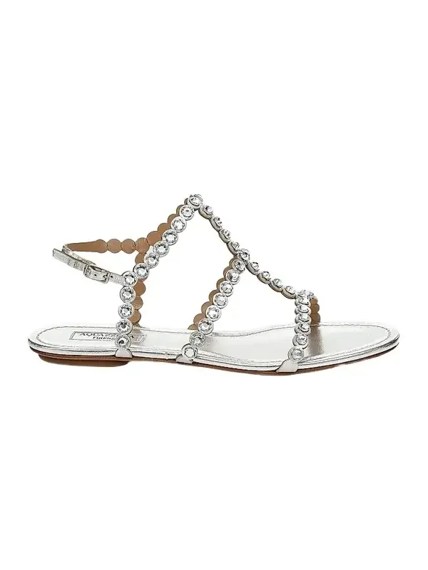 Women's Tequila Crystal-Embellished Metallic Leather Flat Sandals Women's Tequila Crystal-Embellished Metallic Leather Flat Sandals