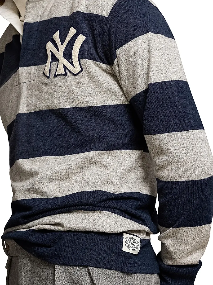 Polo Ralph Lauren Men's Striped Cotton Rugby Shirt - Aviator Navy Loft Heather | Thumbnail 5 Polo Ralph Lauren Men's Striped Cotton Rugby Shirt - Aviator Navy Loft Heather | Thumbnail 5