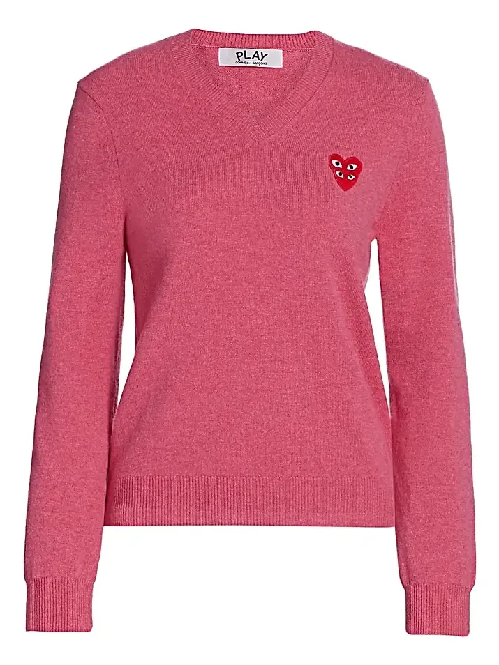 Comme des Garçons PLAY Women's Double Heart V-Neck Pullover