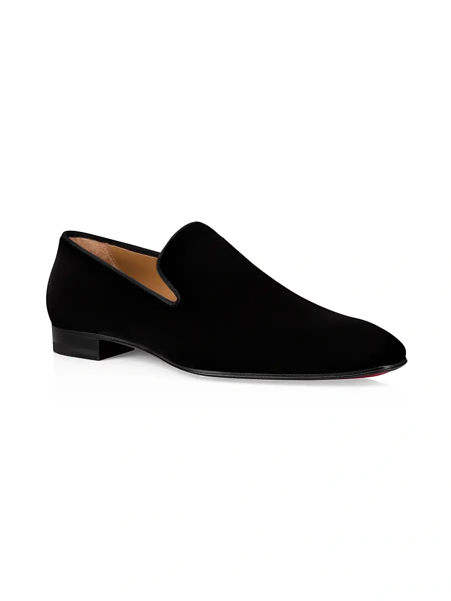Christian Louboutin Men's Dandelion Velvet Flats - Black | Thumbnail 2 Christian Louboutin Men's Dandelion Velvet Flats - Black | Thumbnail 2