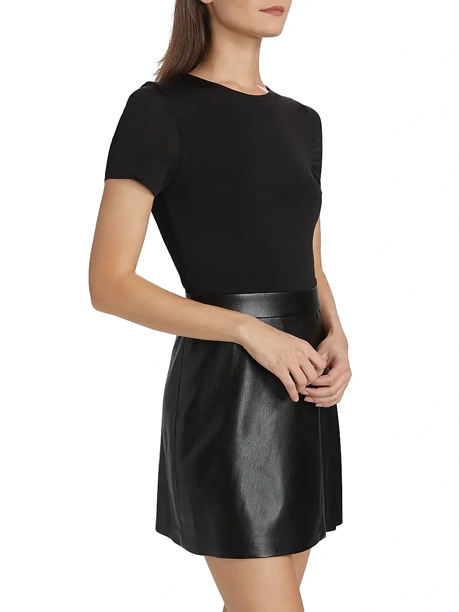 Alice + Olivia Women's Chara Faux Leather Pleated Minidress | Thumbnail 4