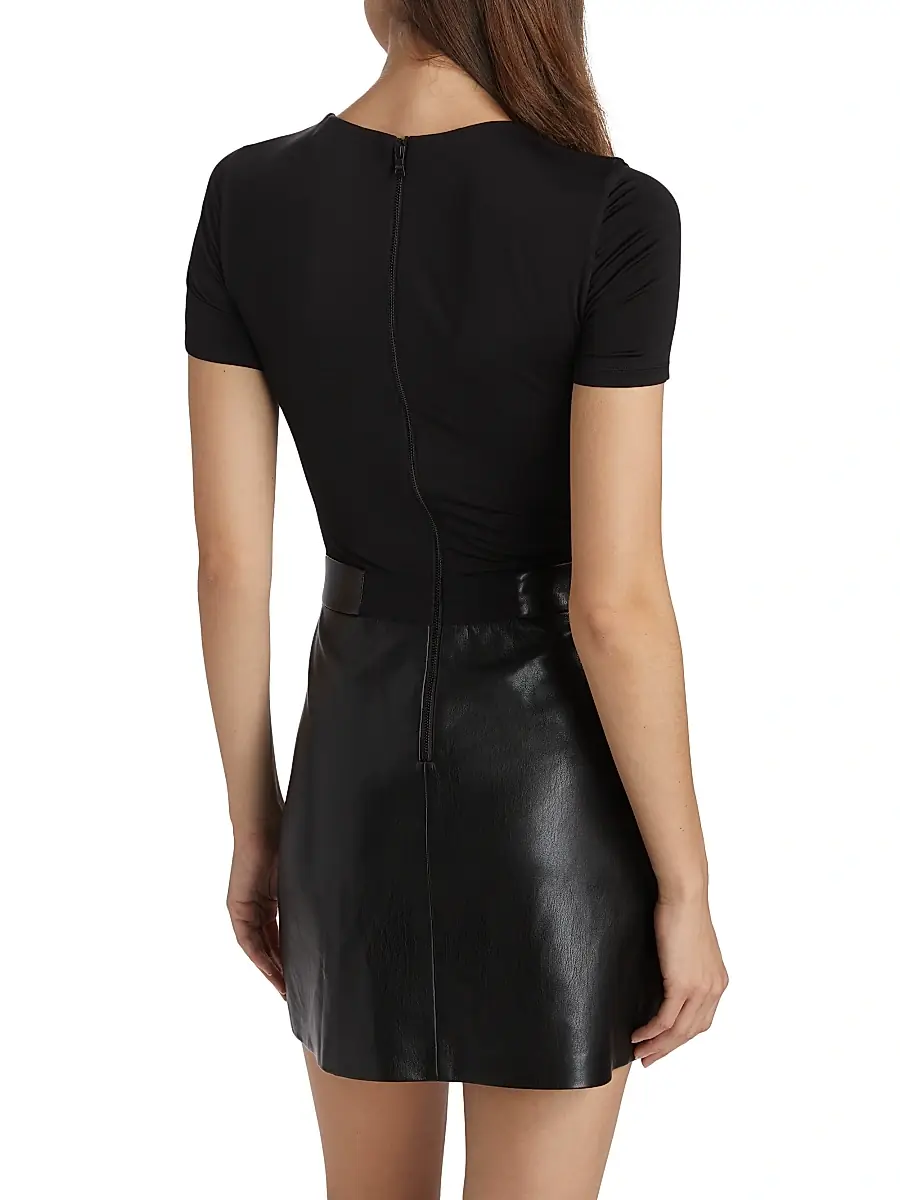Alice + Olivia Women's Chara Faux Leather Pleated Minidress | Thumbnail 5
