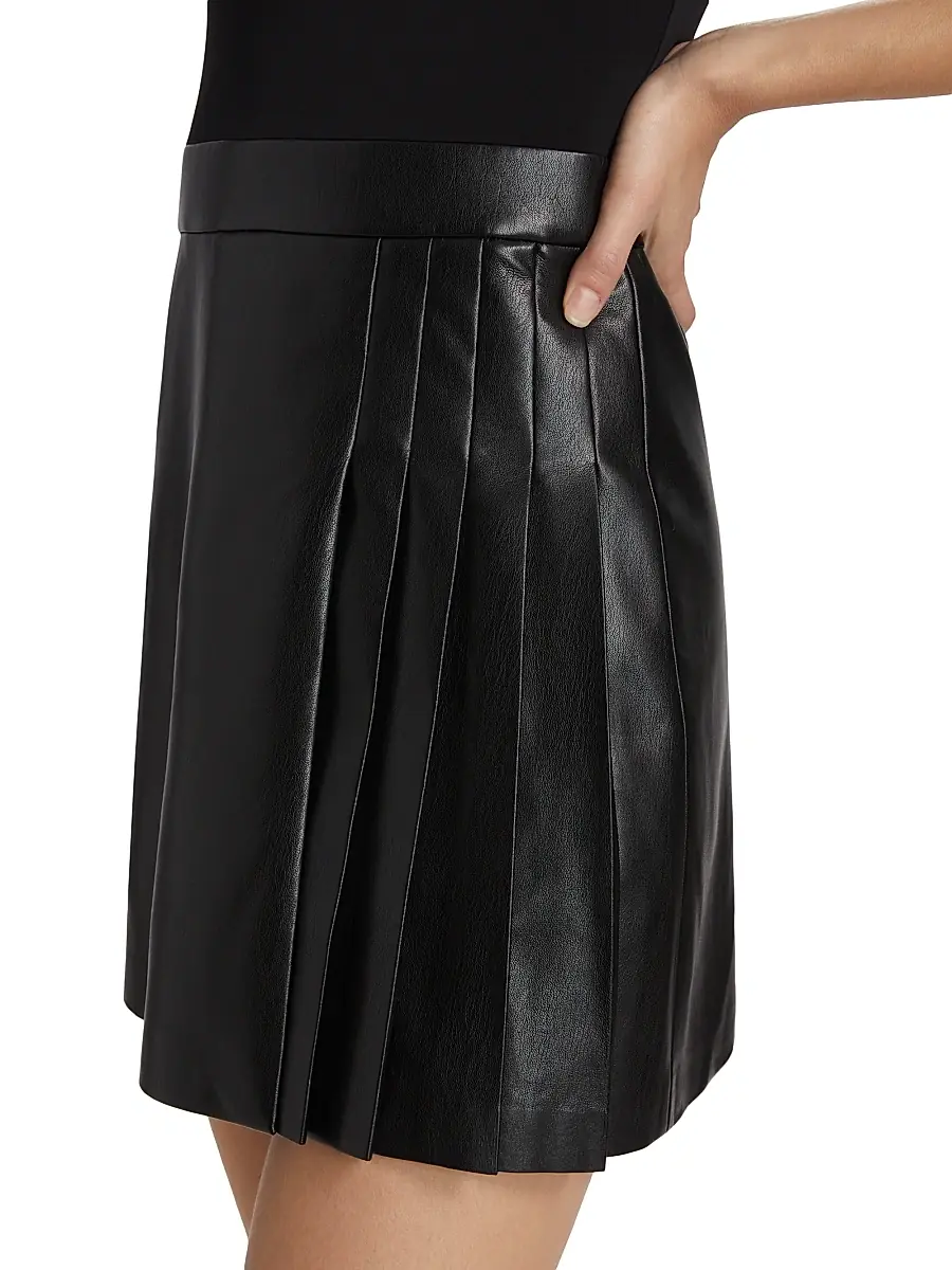 Alice + Olivia Women's Chara Faux Leather Pleated Minidress | Thumbnail 6