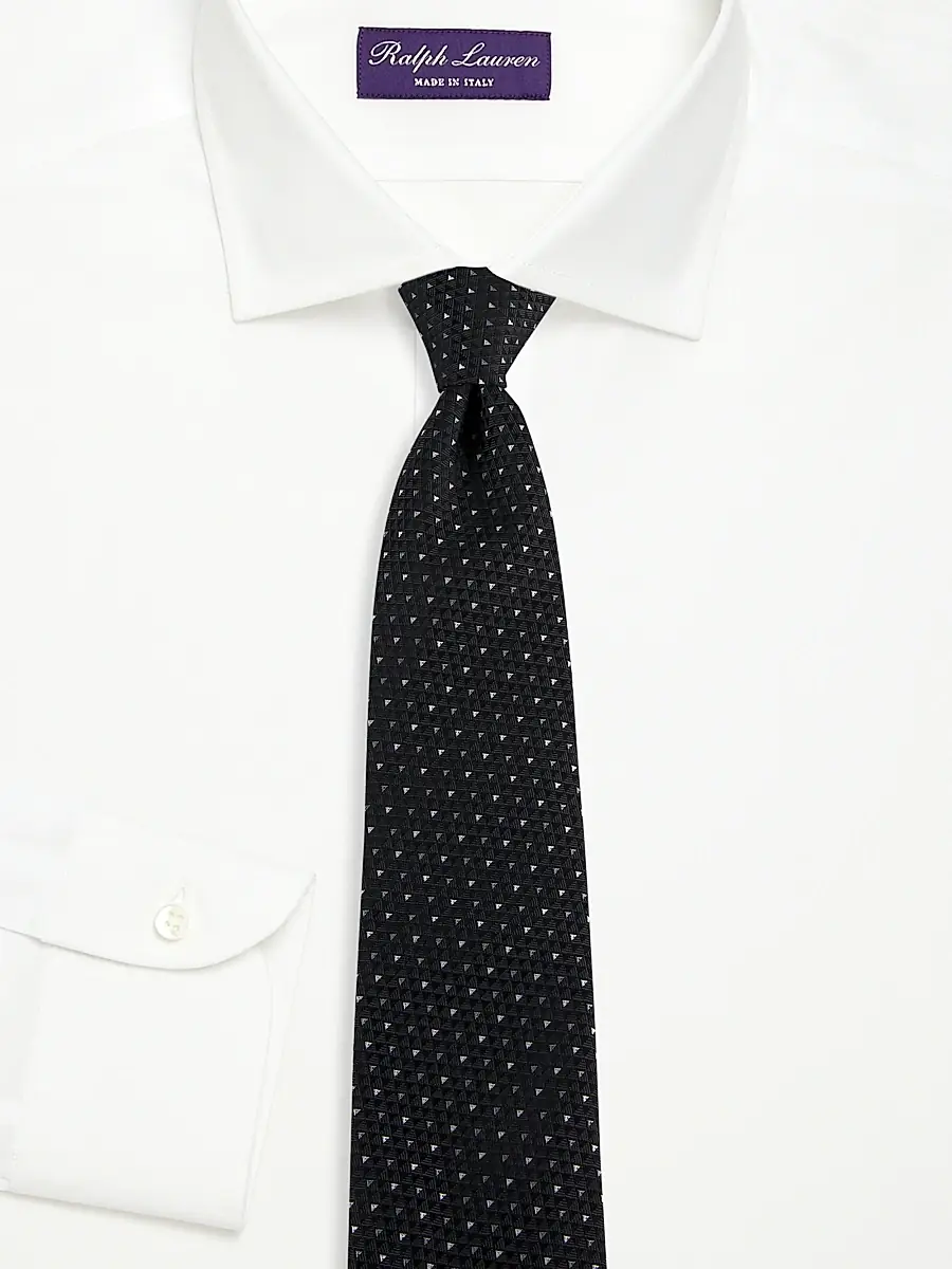 Ralph Lauren Purple Label Men's Bond St Geometric Silk Tie - Black | Thumbnail 2 Ralph Lauren Purple Label Men's Bond St Geometric Silk Tie - Black | Thumbnail 2