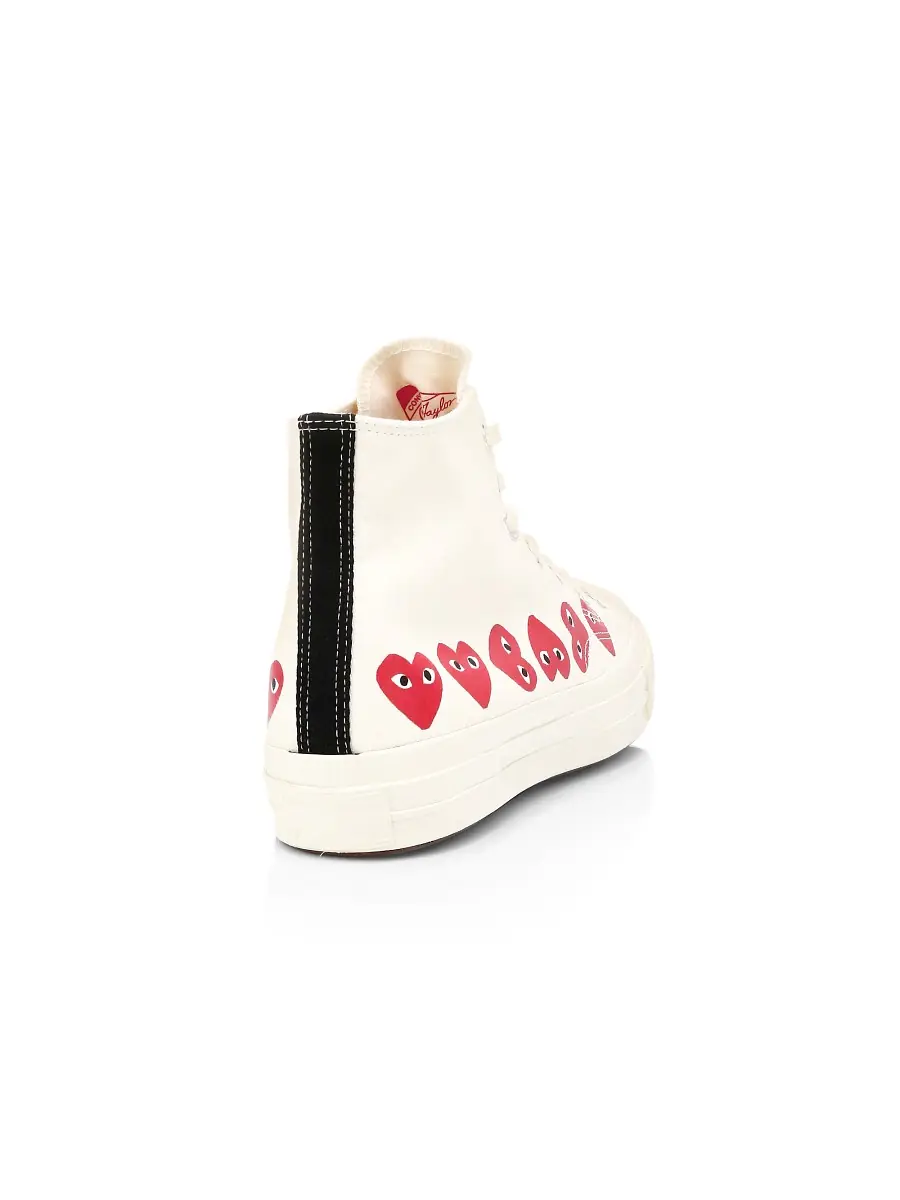 Comme des Garçons PLAY Men's CdG PLAY x Converse Unisex Chuck Taylor All Star Multi Heart High-Top Sneakers - Khaki | Thumbnail 2