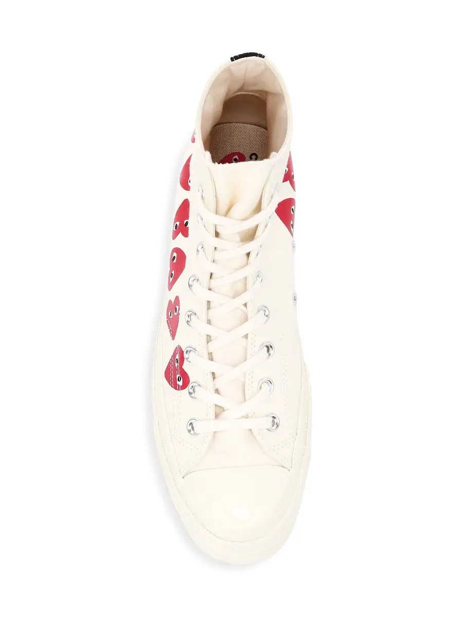 Comme des Garçons PLAY Men's CdG PLAY x Converse Unisex Chuck Taylor All Star Multi Heart High-Top Sneakers - Khaki | Thumbnail 4
