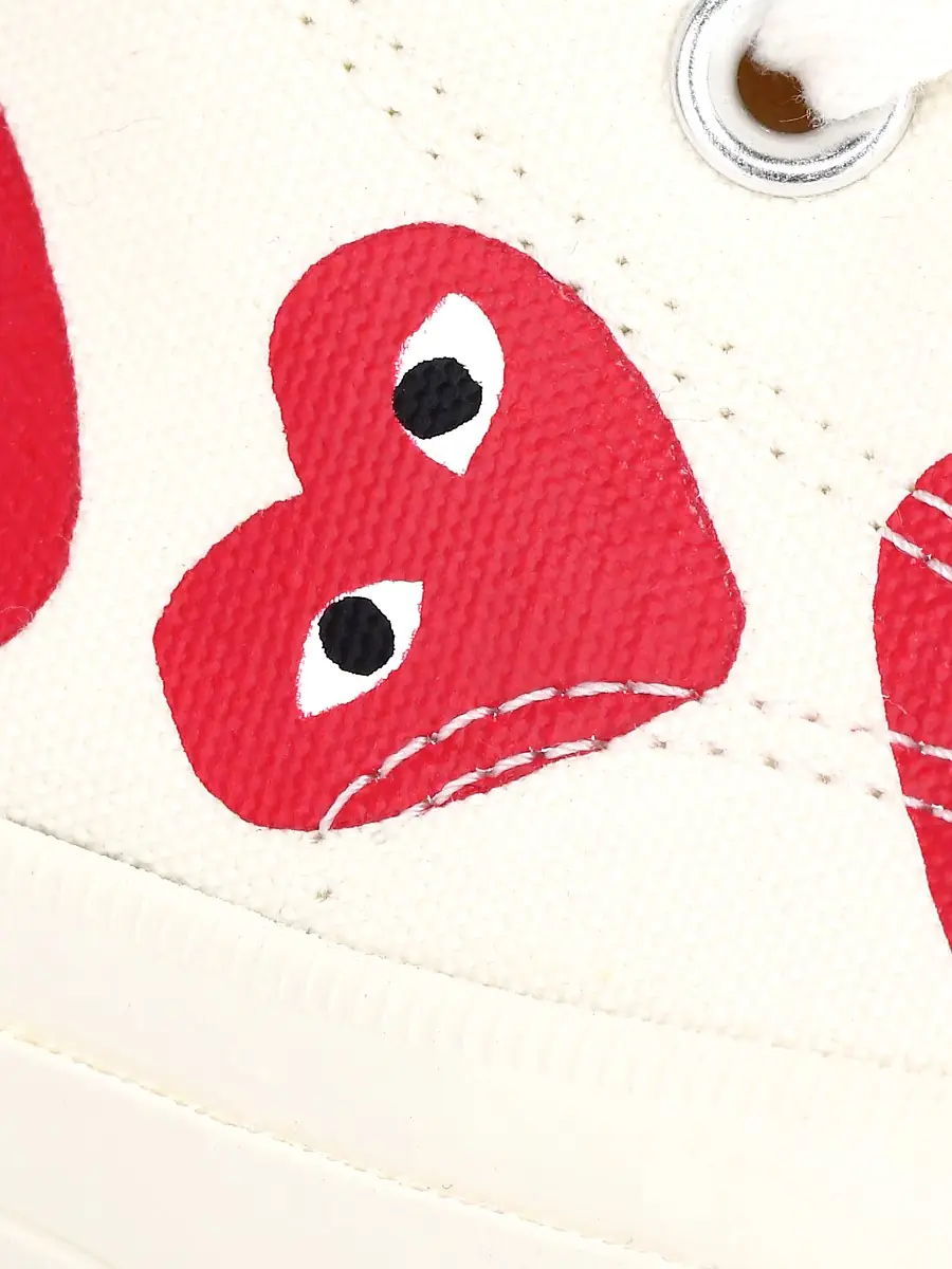 Comme des Garçons PLAY Men's CdG PLAY x Converse Unisex Chuck Taylor All Star Multi Heart High-Top Sneakers - Khaki | Thumbnail 5