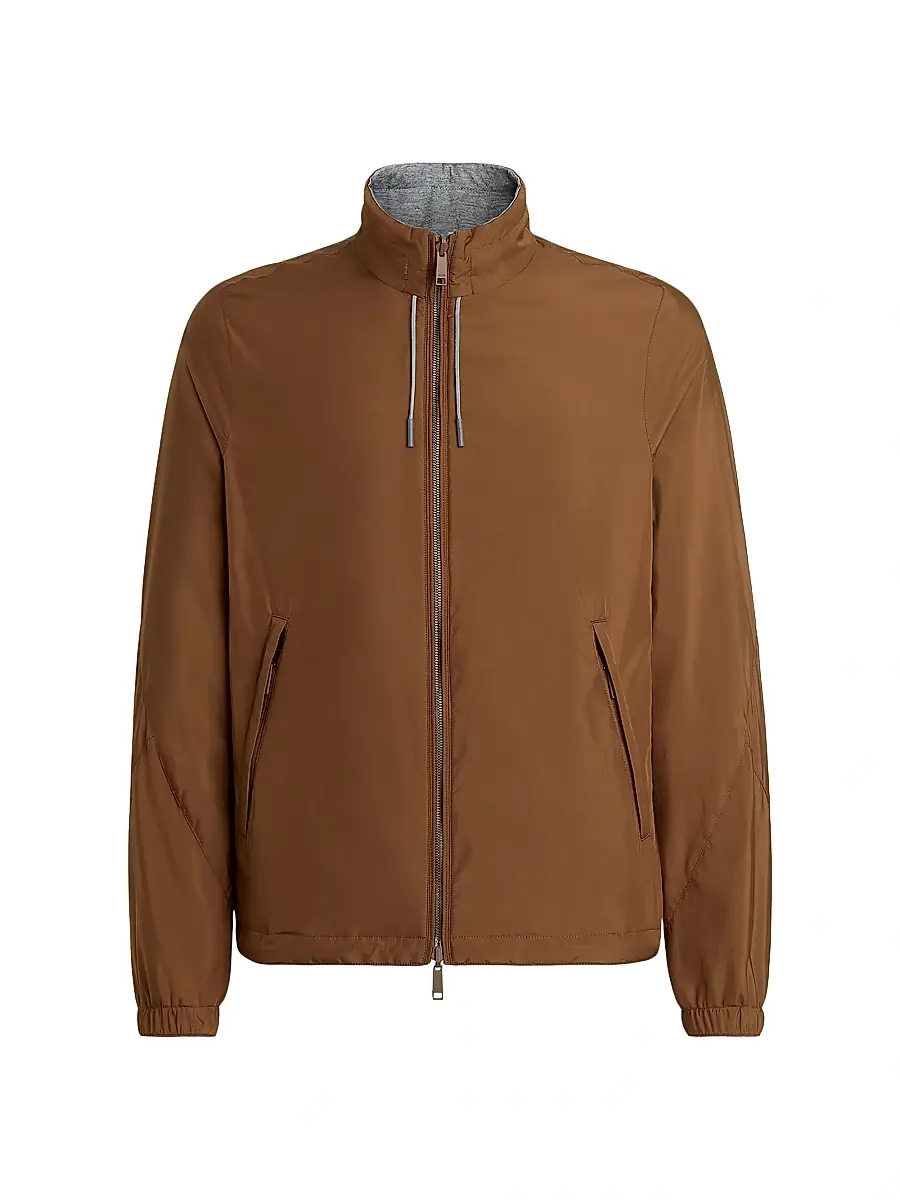 ZEGNA Men's Technical Fabric Reversible Brezza Blouson - Foliage Grey | Image 1 ZEGNA Men's Technical Fabric Reversible Brezza Blouson - Foliage Grey | Image 1