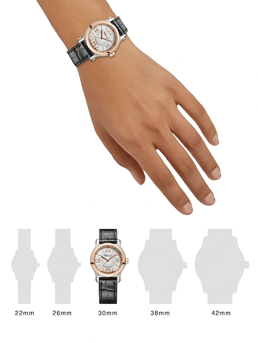 Chopard Women's Happy Sport 18K Rose Gold, Stainless Steel, Diamond & Alligator Strap Watch | Thumbnail 2
