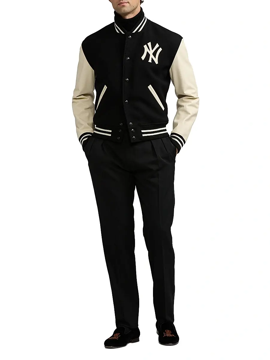 Ralph Lauren Purple Label Men's Leather Raritan Bomber Jacket - Black Multi | Thumbnail 2
