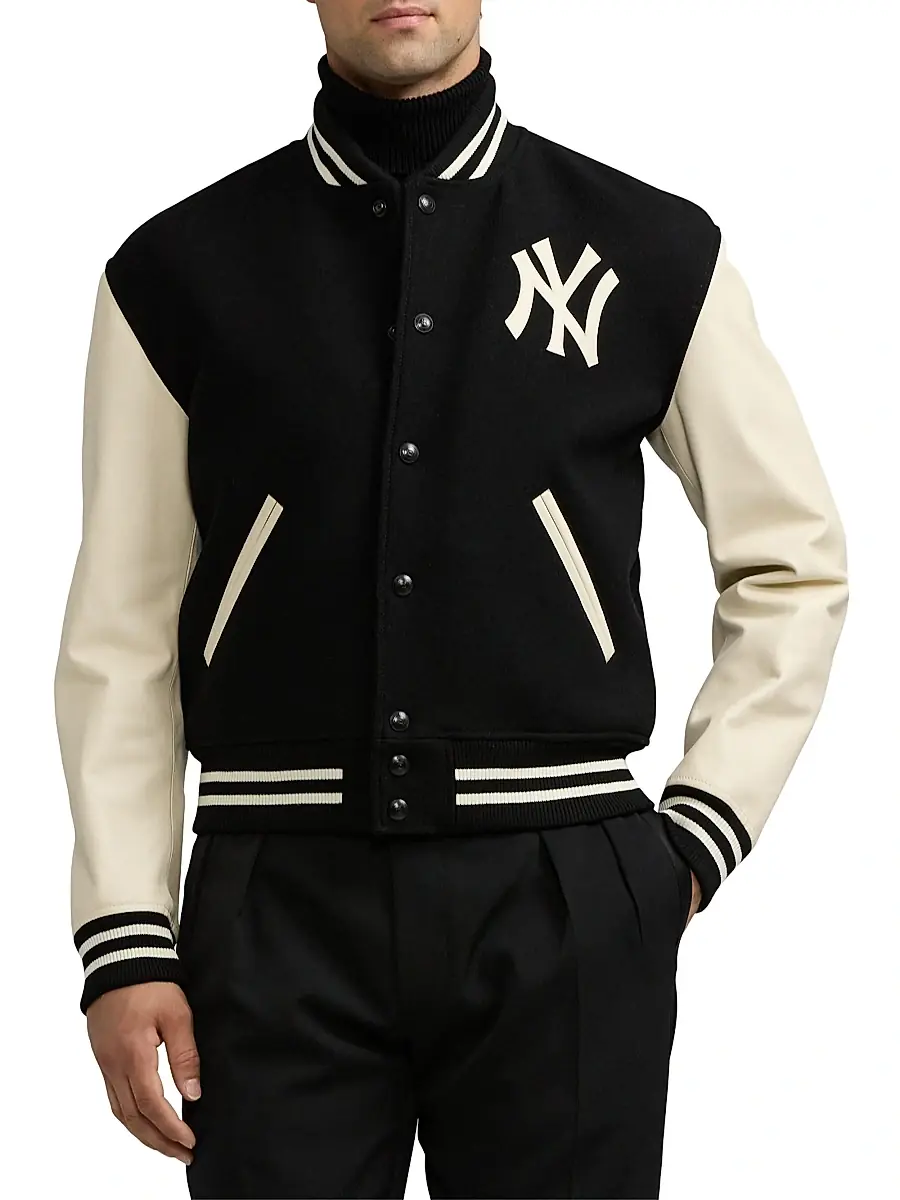 Ralph Lauren Purple Label Men's Leather Raritan Bomber Jacket - Black Multi | Thumbnail 3
