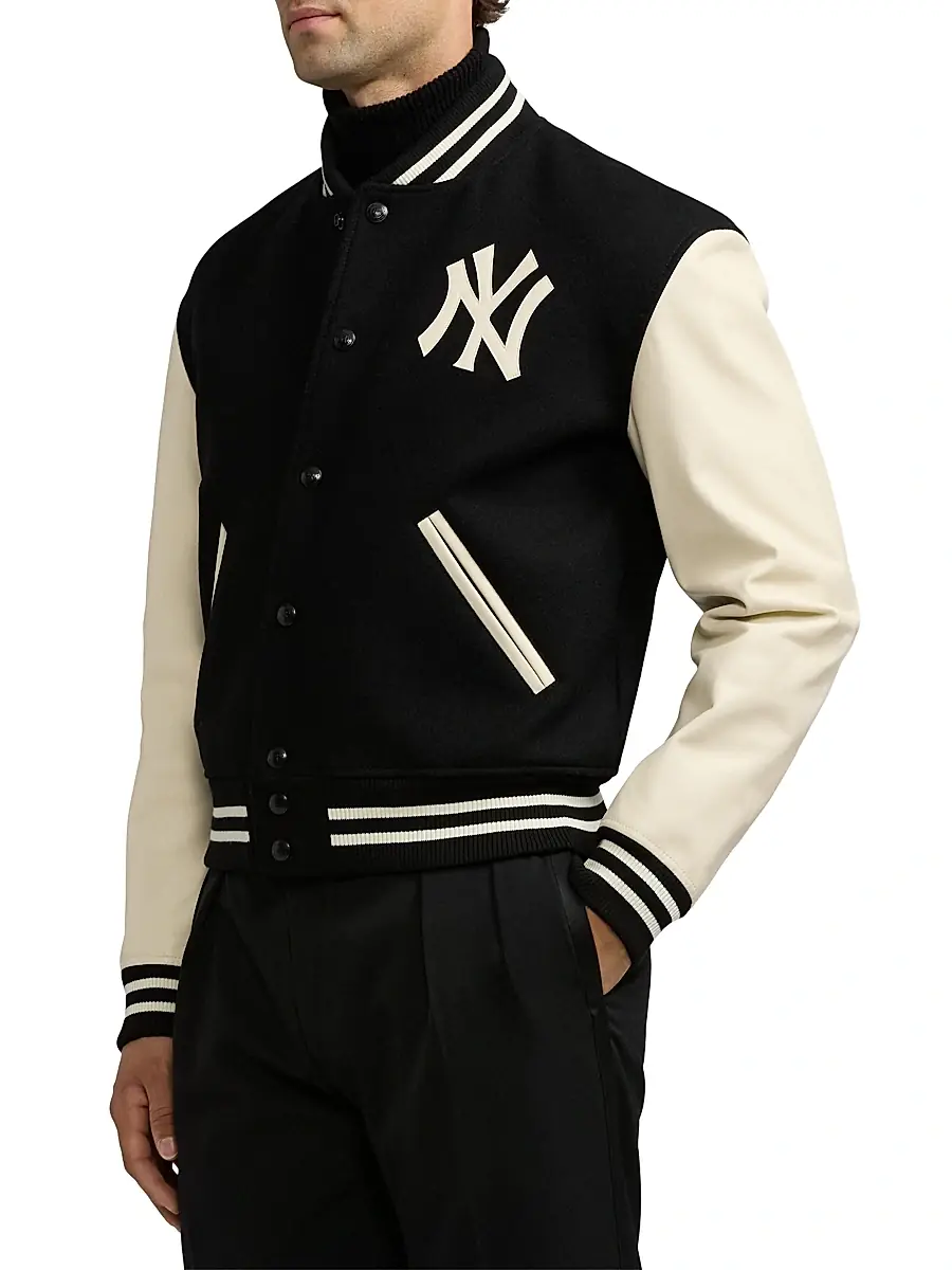 Ralph Lauren Purple Label Men's Leather Raritan Bomber Jacket - Black Multi | Thumbnail 4