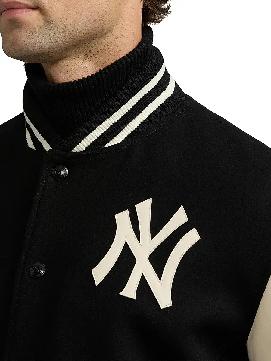 Ralph Lauren Purple Label Men's Leather Raritan Bomber Jacket - Black Multi | Thumbnail 6