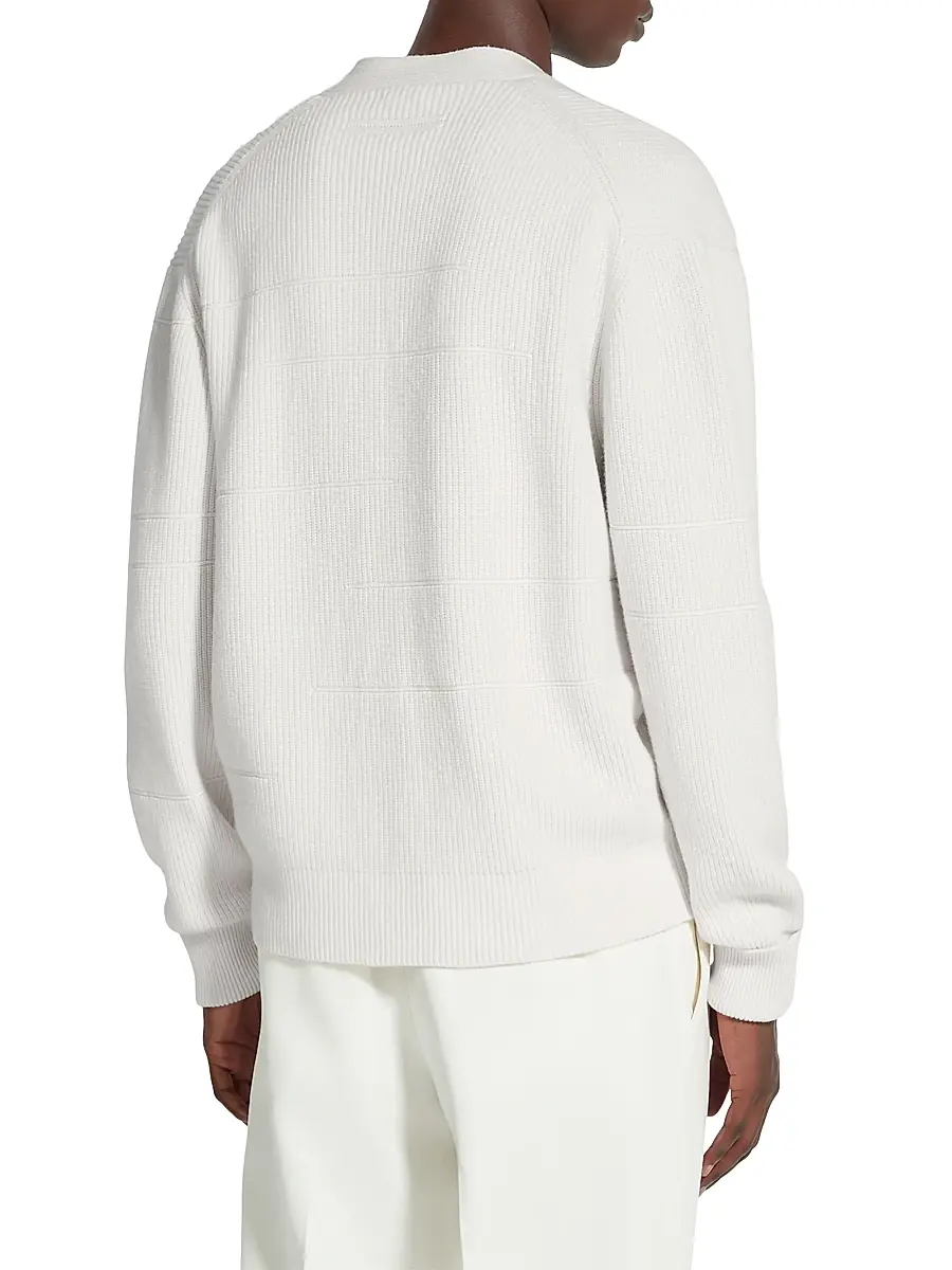 ZEGNA Men's Cashmere and Cotton Cardigan - White | Thumbnail 3 ZEGNA Men's Cashmere and Cotton Cardigan - White | Thumbnail 3