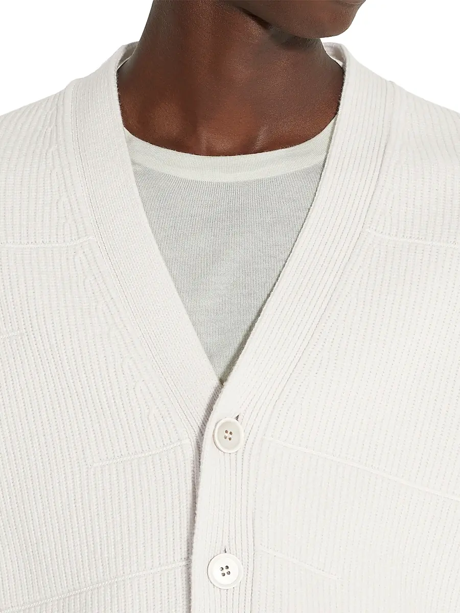 ZEGNA Men's Cashmere and Cotton Cardigan - White | Thumbnail 4 ZEGNA Men's Cashmere and Cotton Cardigan - White | Thumbnail 4