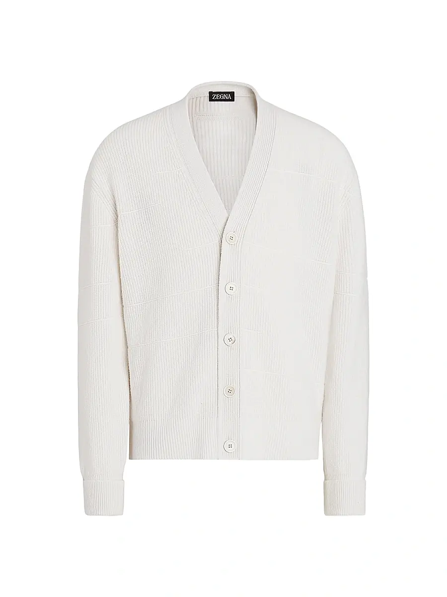 ZEGNA Men's Cashmere and Cotton Cardigan - White | Image 1 ZEGNA Men's Cashmere and Cotton Cardigan - White | Image 1