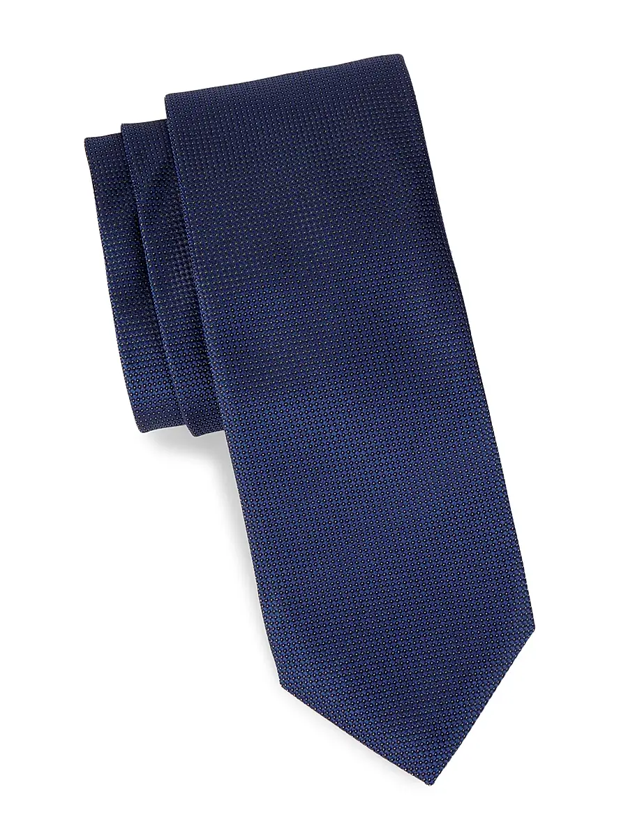 Men's COLLECTION Square Dot Silk Tie - Navy