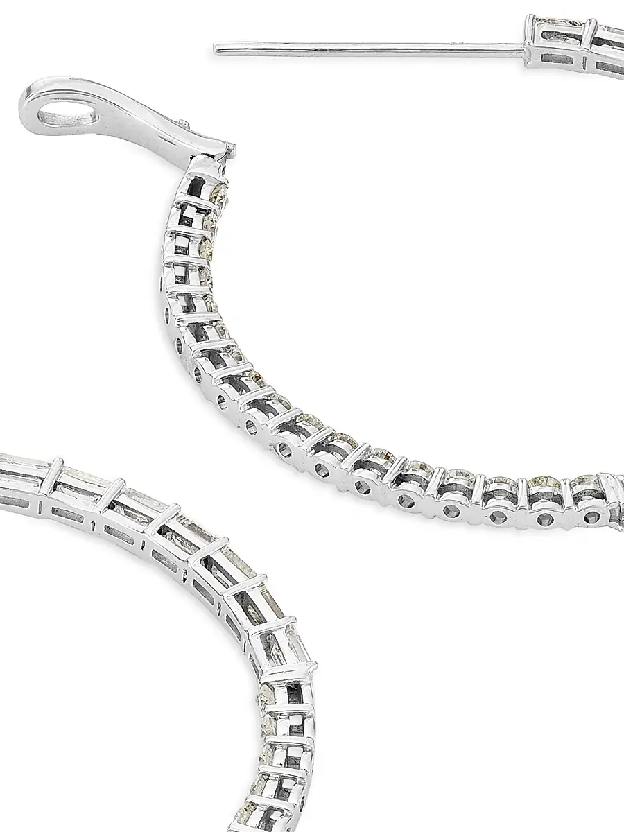 Stephanie Gottlieb Women's Undecided 14K White Gold & 3.6 TCW Diamond Inside-Out Hoop Earrings - White Gold | Thumbnail 4 Stephanie Gottlieb Women's Undecided 14K White Gold & 3.6 TCW Diamond Inside-Out Hoop Earrings - White Gold | Thumbnail 4