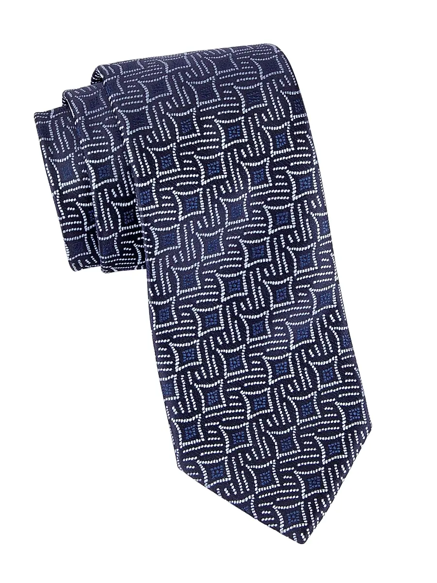 Charvet Men's Jacquard Silk Tie - Navy Sky | Image 1 Charvet Men's Jacquard Silk Tie - Navy Sky | Image 1