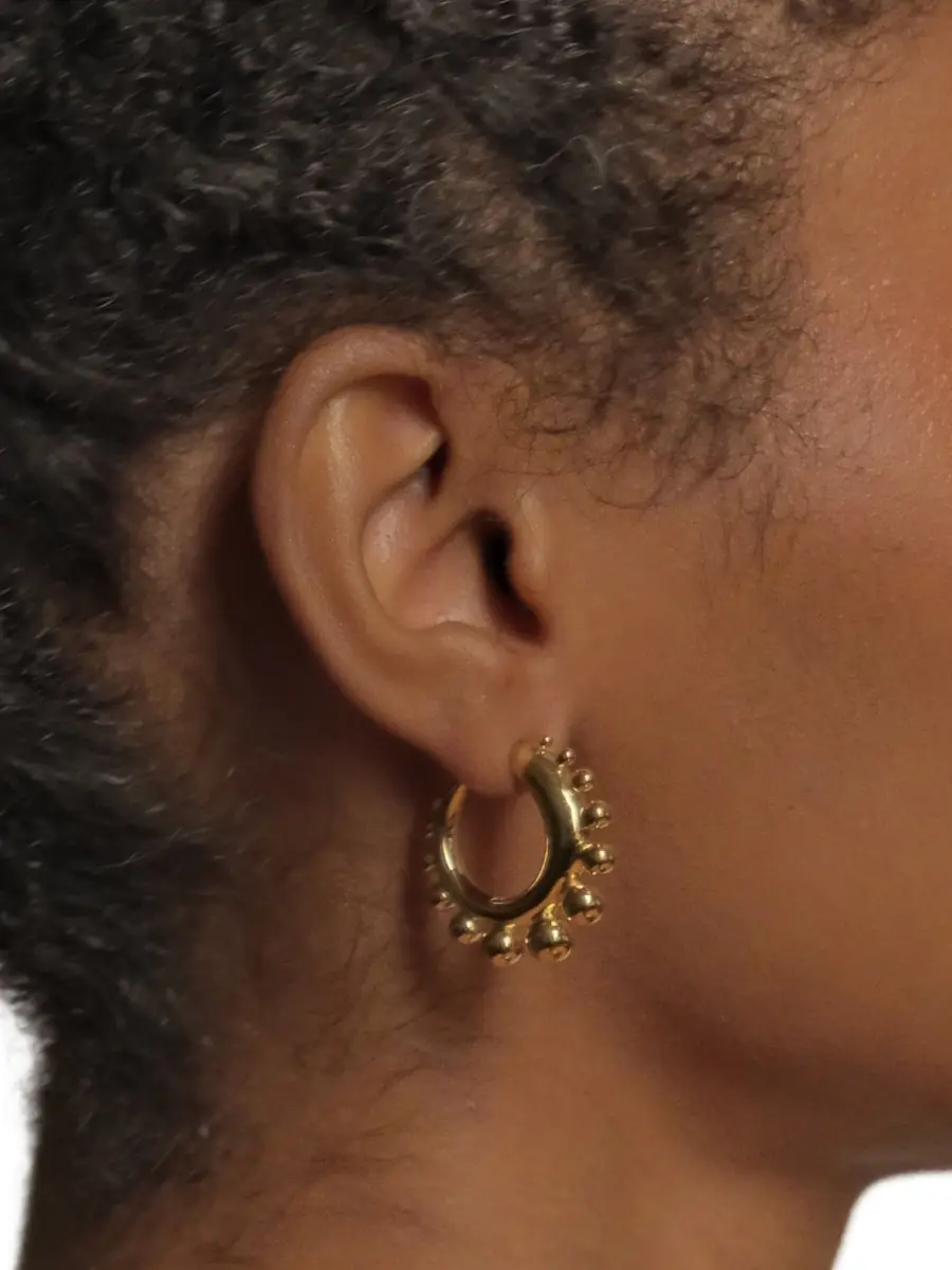 Khiry Women's Khartoum Tiny 18K Gold Vermeil EmbellishedHoops - Polished Gold Vermeil | Image 1 Khiry Women's Khartoum Tiny 18K Gold Vermeil EmbellishedHoops - Polished Gold Vermeil | Image 1