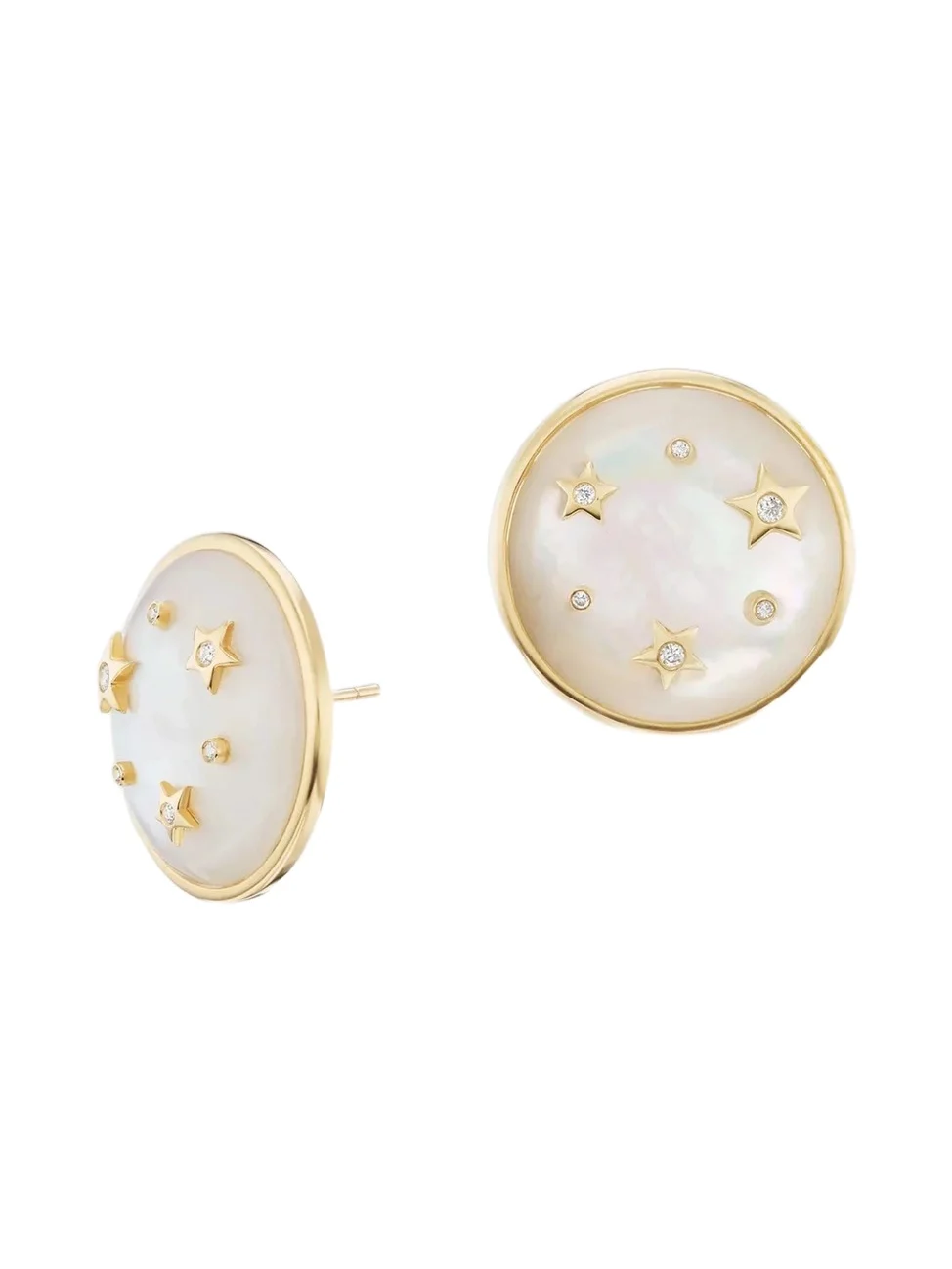Sorellina Women's Tarot Le Stelle 18K Yellow Gold, Mother-Of-Pearl, & 0.06 TCW Diamond Button Stud Earrings