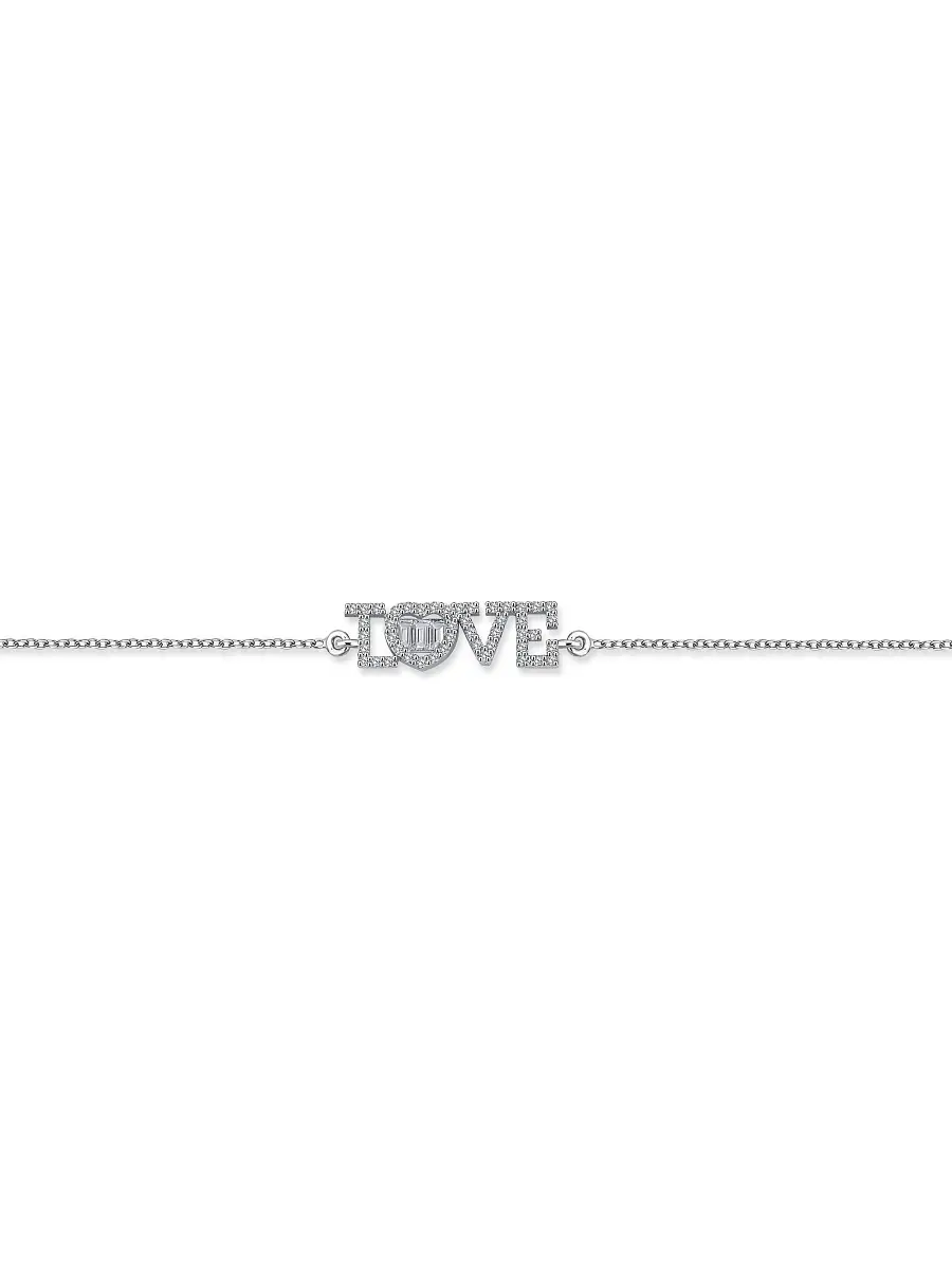Women's Love 18K White Gold & 0.23 TCW Diamond Chain Bracelet - White Gold Women's Love 18K White Gold & 0.23 TCW Diamond Chain Bracelet - White Gold