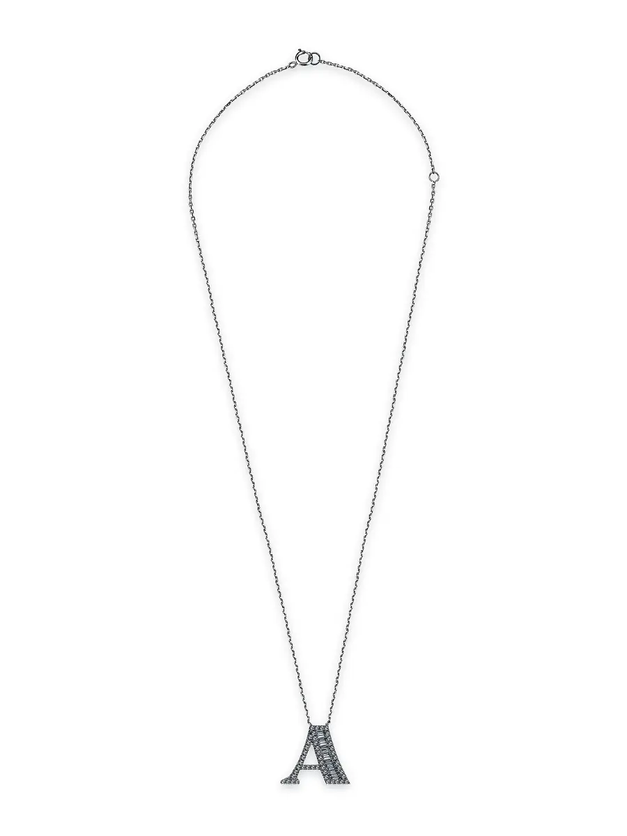 Mevaris Women's Letters Alpha 18K White Gold & 0.26 TCW Diamond A Pendant Necklace - White Gold | Thumbnail 2