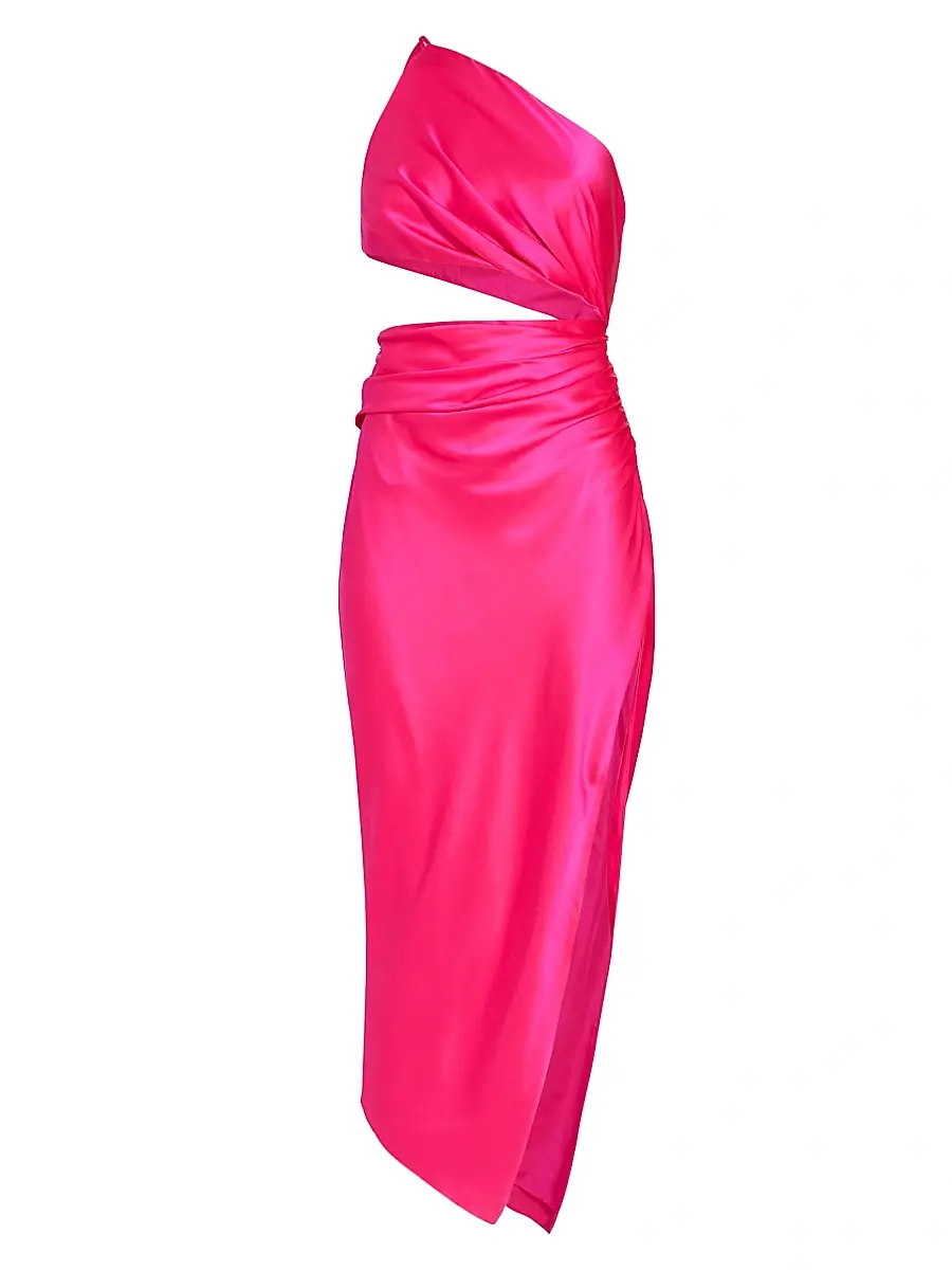 THE SEI Women's Silk One-Shoulder Midi-Dress