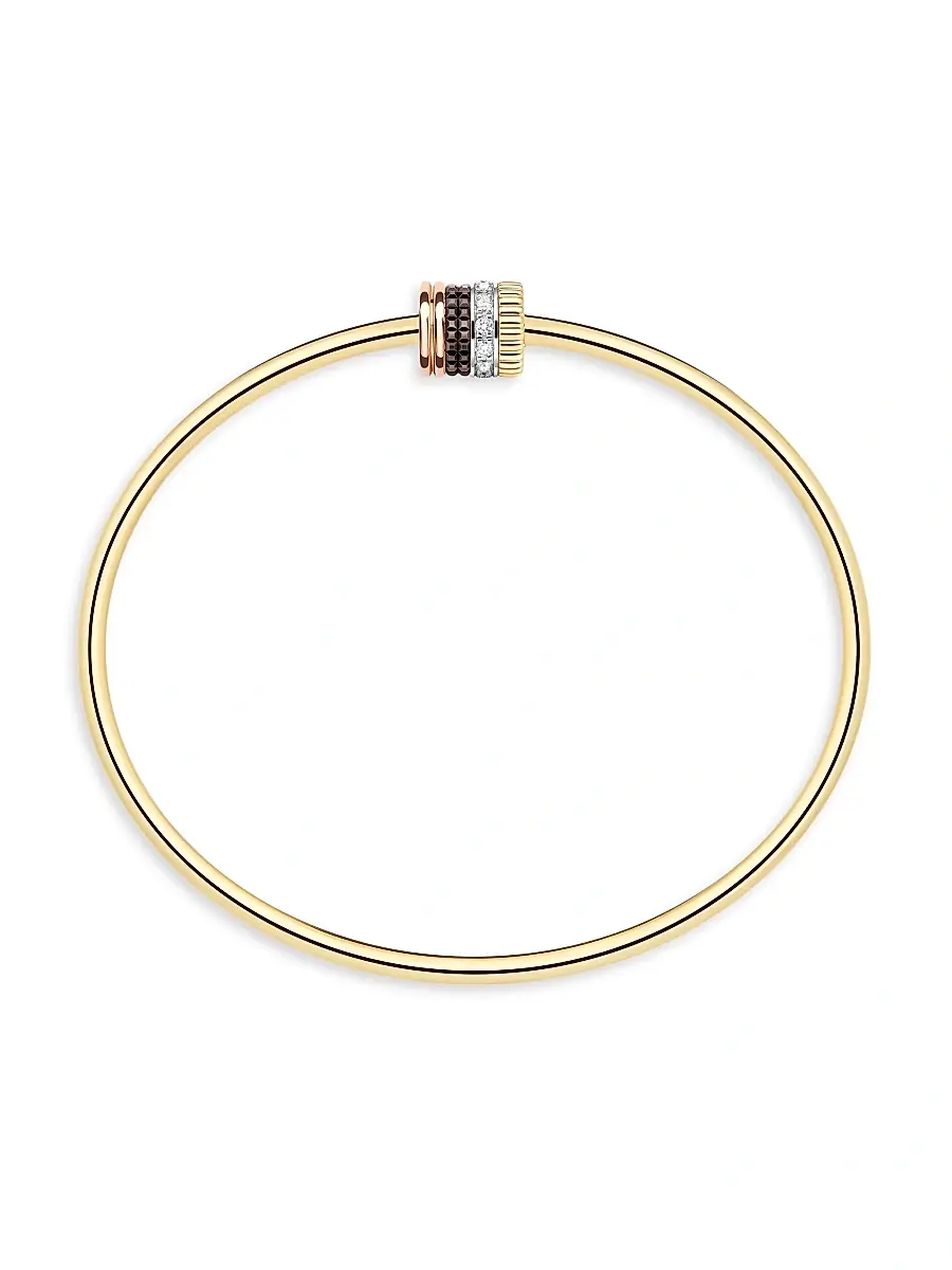 Boucheron Women's Quatre Classique Tri-Tone 18K Gold, 0.11 TCW Diamond, & PVD Bangle - Yellow Gold | Thumbnail 3