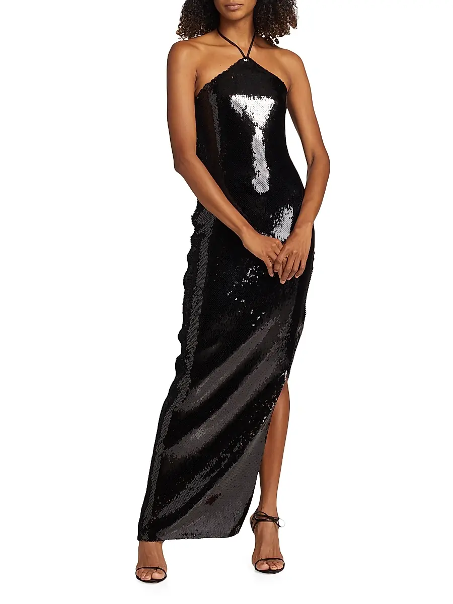 Rodarte Women's Flower Sequined Halter Body-Con Gown | Thumbnail 6 Rodarte Women's Flower Sequined Halter Body-Con Gown | Thumbnail 6