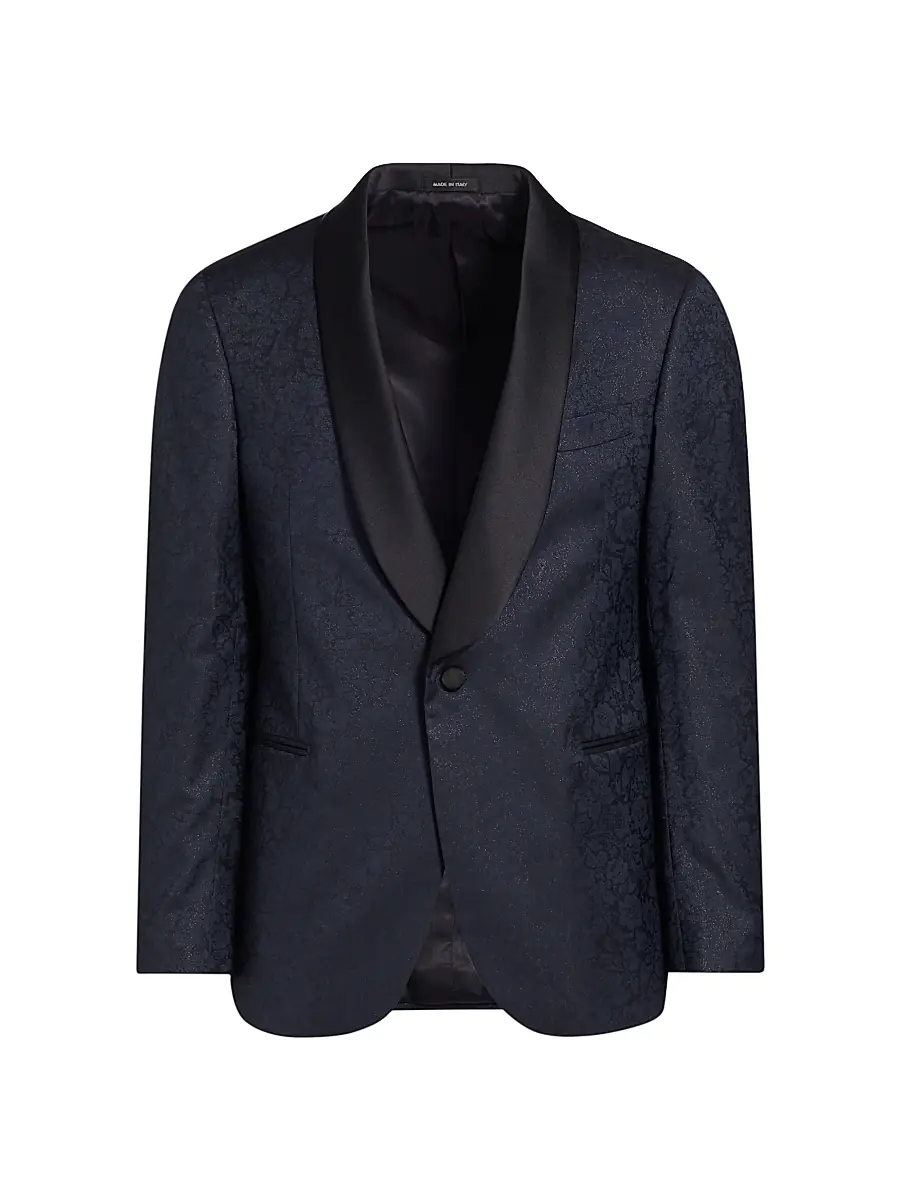 Saks Fifth Avenue Men's COLLECTION Sparkle Floral Wool-Blend One-Button Suit Jacket - Navy | Image 1 Saks Fifth Avenue Men's COLLECTION Sparkle Floral Wool-Blend One-Button Suit Jacket - Navy | Image 1