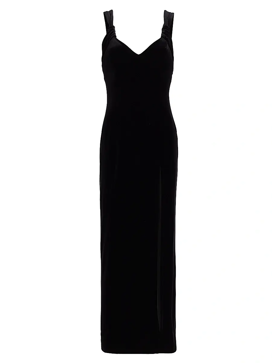 GALVAN LONDON Women's Liza Velvet Slit Maxi Dress - Black - Size 10 | Image 1 GALVAN LONDON Women's Liza Velvet Slit Maxi Dress - Black - Size 10 | Image 1